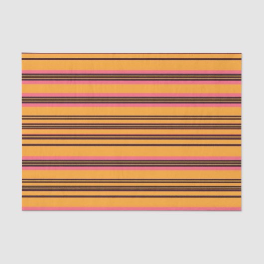 Bold Orange Pink Horizontal Stripe Pattern 薄葉紙 (正面)