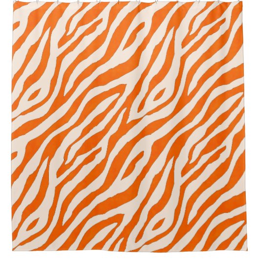 Bold Orange Tiger Stripe Pattern シャワーカーテン (正面)