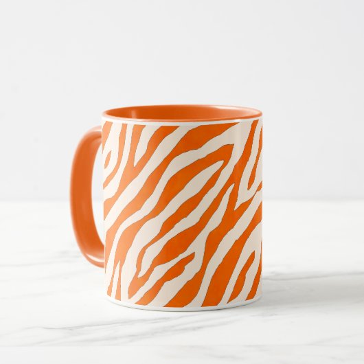 Bold Orange Tiger Stripe Pattern マグカップ (正面左)