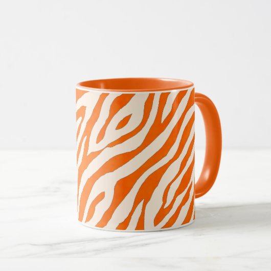 Bold Orange Tiger Stripe Pattern マグカップ (正面右)