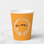 Bold Orange Watercolor Bunny Large Wreath 紙コップ (裏面)