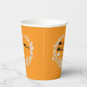 Bold Orange Watercolor Bunny Large Wreath 紙コップ (右)