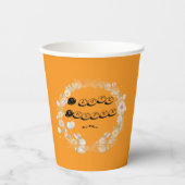 Bold Orange Watercolor Bunny Large Wreath 紙コップ (正面)