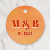 Bold Orange Watercolor Sunset Monogram Wedding フェイバータグ (正面)
