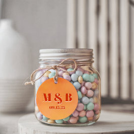 Bold Orange Watercolor Sunset Monogram Wedding フェイバータグ