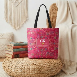 Bold Oriental Rug Vibrant Hot Pink Jewel-Toned トートバッグ