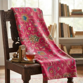 Bold Oriental Rug Vibrant Hot Pink Jewel-Toned バスタオルセット