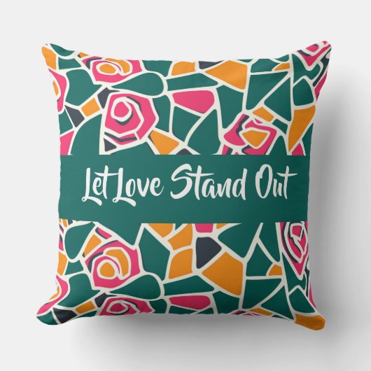 Bold Outline Rose Love - Let love stand out クッション (正面)