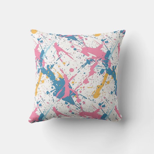 Bold Paint Splatter Pattern - Pink highlight クッション (裏面)
