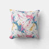 Bold Paint Splatter Pattern - Pink highlight クッション (正面)