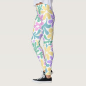 Bold Pastel Retro Floral Leggings レギンス (左)