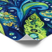 Bold Peacock Paisley Watercolor Wall Art ポスター (角)