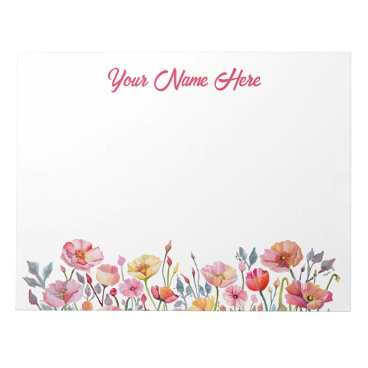 Bold, Personalized Notepad with Poppy Theme ノートパッド (正面)