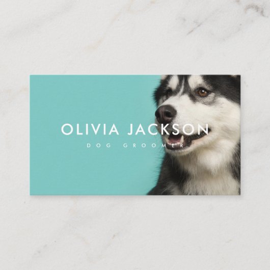 Bold Pet Groomer Business Card | チャコールモダンL 名刺 (正面)