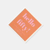 Bold Pink and Orange Modern 50th Birthday Custom スタンダードカクテルナプキン (角)