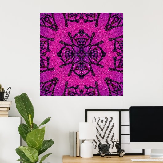 Bold Pink and Purple Geometric Pattern ポスター (ホームオフィス)