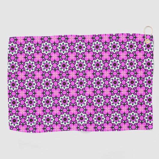 Bold pink and purple patterned Towel ゴルフタオル (横)