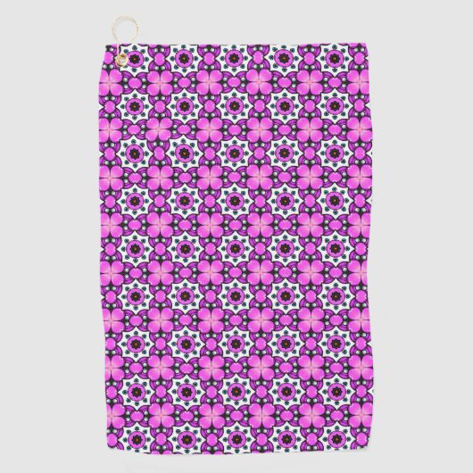 Bold pink and purple patterned Towel ゴルフタオル (正面)