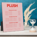 Bold Pink and Red Modern Salon Services Price List フォトプラーク<br><div class="desc">Bold pink and red modern salon services price list easel is an elegant pricing sign designed with a candy blush pink background and contemporary designer typography. Perfect for any salon owner, stylist, cosmetologist, hairstylist, make up artist, interior designer, event planner or lash professional. To make changes to the layout, enter...</div>