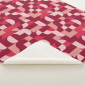 Bold Pink and Red Retro Geometric Pattern シェルパブランケット (3/4)