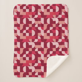 Bold Pink and Red Retro Geometric Pattern シェルパブランケット