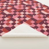 Bold Pink and Red Retro Geometric Pattern シェルパブランケット (3/4)
