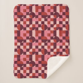 Bold Pink and Red Retro Geometric Pattern シェルパブランケット