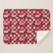 Bold Pink and Red Retro Geometric Pattern シェルパブランケット (正面(横))