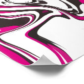 Bold Pink, Black and white Abstract Swirls ポスター (角)