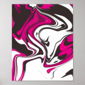 Bold Pink, Black and white Abstract Swirls ポスター (正面)