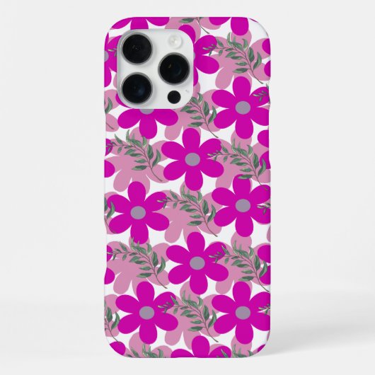 「Bold Pink Floral」iPhone 16 Pro Maxケース iPhoneケース (裏面)
