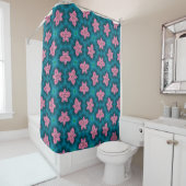 Bold Pink Floral Pattern Shower Curtain シャワーカーテン (インサイチュ)