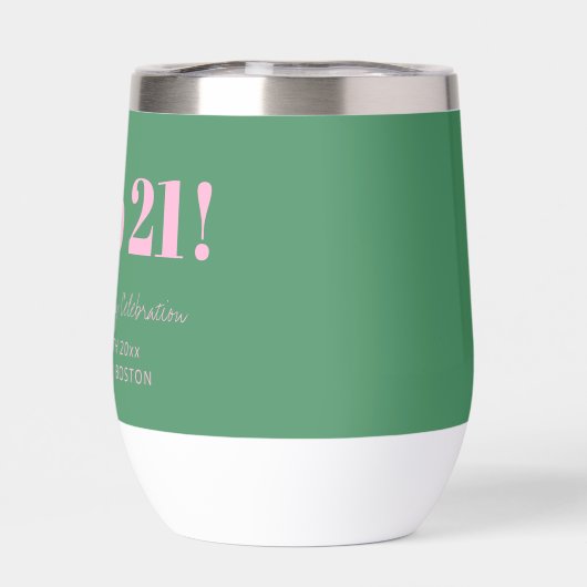 Bold Pink Green Modern 21st Birthday Custom (背面)