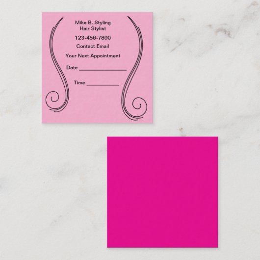 Bold Pink Hair Stylist Theme Appointment Cards 予約カード (正面/裏面)