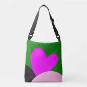 Bold Pink Heart Graphic Tote Bag クロスボディバッグ (正面)