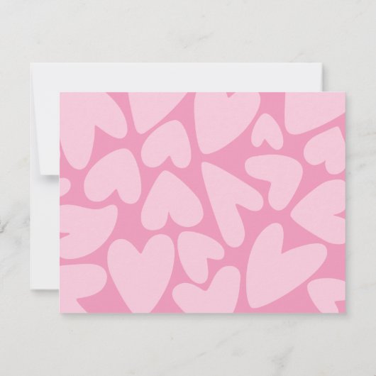 Bold Pink Hearts Note Card 招待状 (裏面)