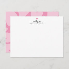 Bold Pink Hearts Note Card 招待状