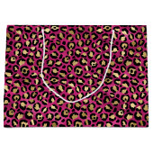 Bold Pink Leopard Print | Glam Animal Pattern ラージペーパーバッグ (正面)