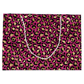 Bold Pink Leopard Print | Glam Animal Pattern ラージペーパーバッグ (裏面)