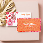 Bold Pink Orange Cheetah Leopard Print QR Code 名刺