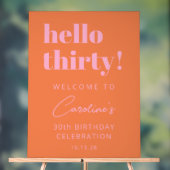 Bold Pink Orange Modern Birthday Welcome Sign アクリルサイン (ニュートラル)