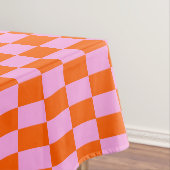 Bold Pink Orange Modern Geometric Check Pattern テーブルクロス (インサイチュ)