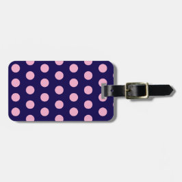 Bold Pink Polka Dots on Navy Blue  ラゲッジタグ