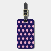 Bold Pink Polka Dots on Navy Blue  ラゲッジタグ (正面縦)