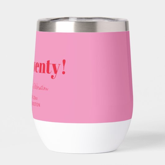 Bold Pink Red Modern 70th Birthday Custom  (背面)