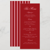Bold Pink Red Script Wedding Long Menu Card 招待状 (正面/裏面)