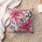 Bold Pink Tropical Botanical Floral Pattern クッション (ブランケット)