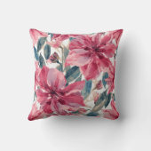 Bold Pink Tropical Botanical Floral Pattern クッション (裏面)