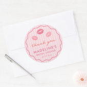 Bold Pink Valentine's Day Bridal Shower Favor ラウンドシール (封筒)