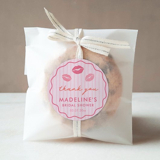 Bold Pink Valentine's Day Bridal Shower Favor ラウンドシール